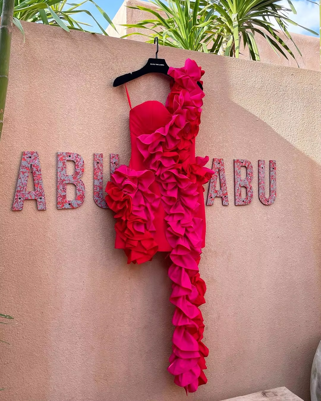 Dream Ruffles Mini Dress One Shoulder Strips Short Prom Party Dresses Red Fuchsia Birthday Dress