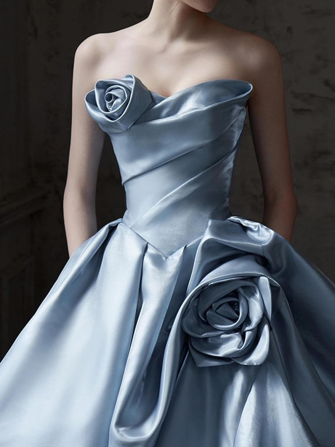 Sweetheart Rose Tube Satin Prom Dress, Tube Prom Dress, Evening Party Dress, Cocktail Party Dress, Long Ball Gown, Birthday Prom Dress