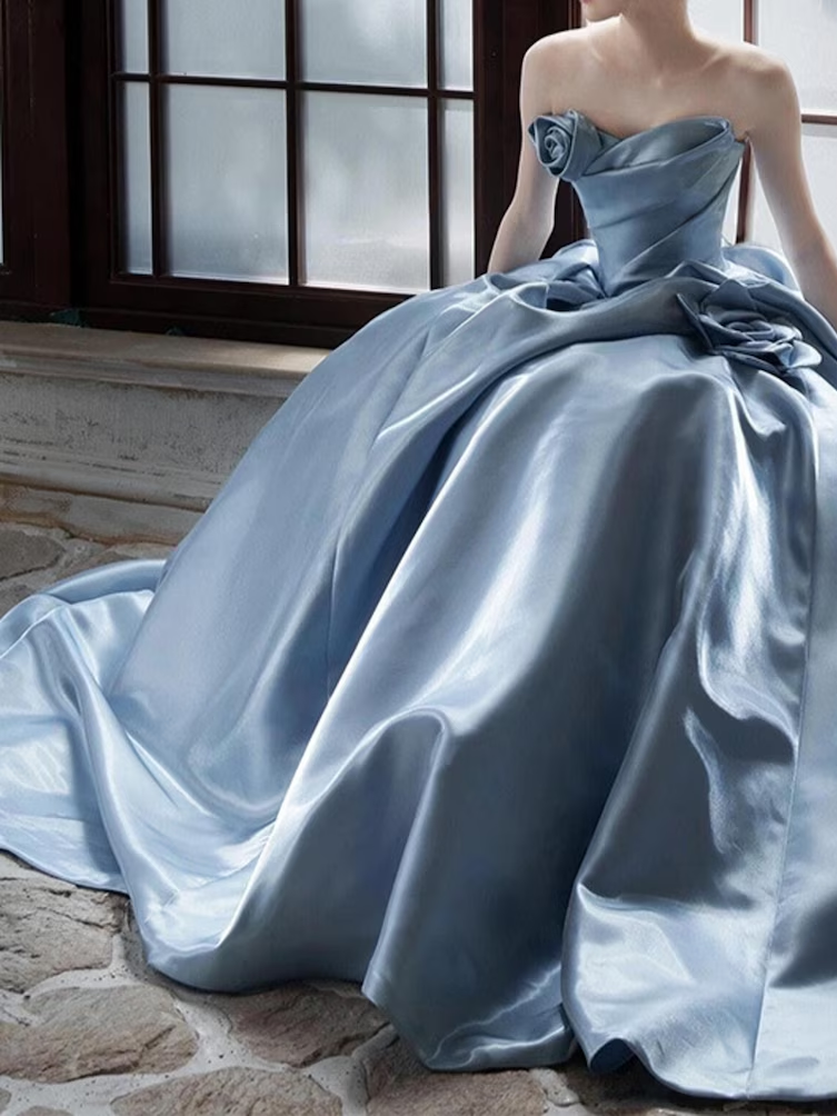 Sweetheart Rose Tube Satin Prom Dress, Tube Prom Dress, Evening Party Dress, Cocktail Party Dress, Long Ball Gown, Birthday Prom Dress