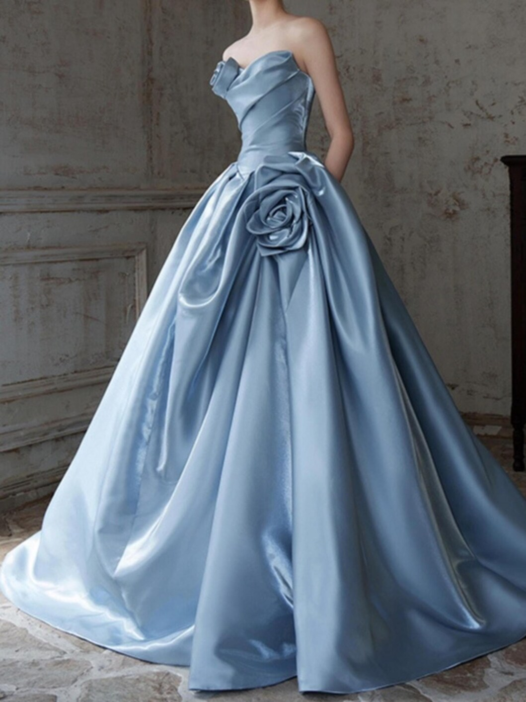 Sweetheart Rose Tube Satin Prom Dress, Tube Prom Dress, Evening Party Dress, Cocktail Party Dress, Long Ball Gown, Birthday Prom Dress