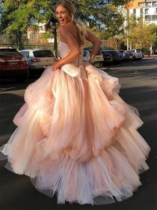 Simple Prom Dresses Graceful Evening Gowns Tulle Tiered Robes For Formal Party Floor Length Elegant Vestidos De Gala Customized