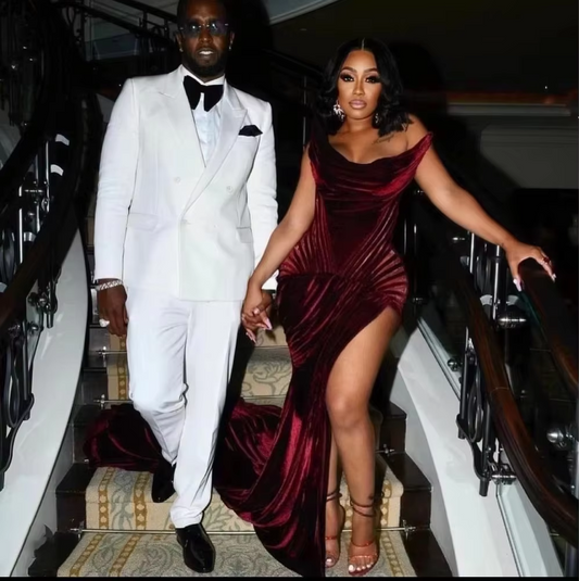 2025 Sexy Burgundy Velvet Mermaid Prom Dresses Sweep Train Sleeveless Side High Split Formal Party Gowns Customized