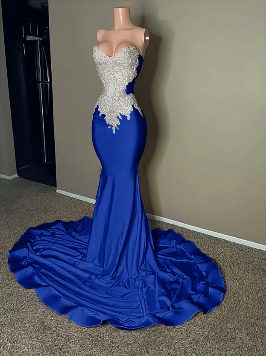 Pink Sleeveless Strapless Mermaid Long Prom Dress With Embroidery