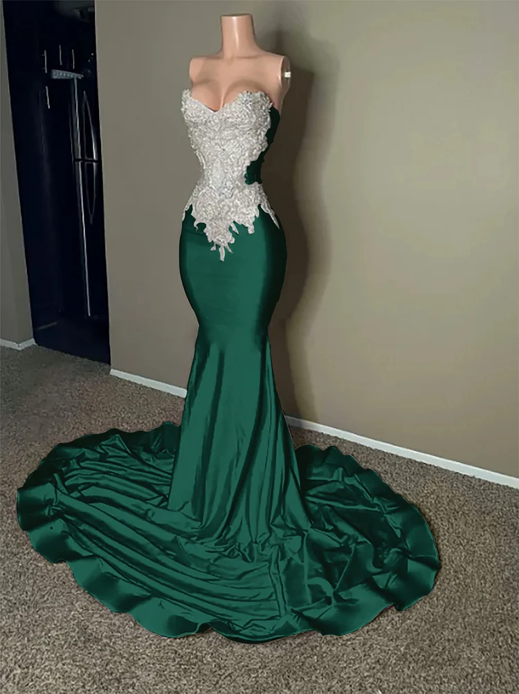 Pink Sleeveless Strapless Mermaid Long Prom Dress With Embroidery