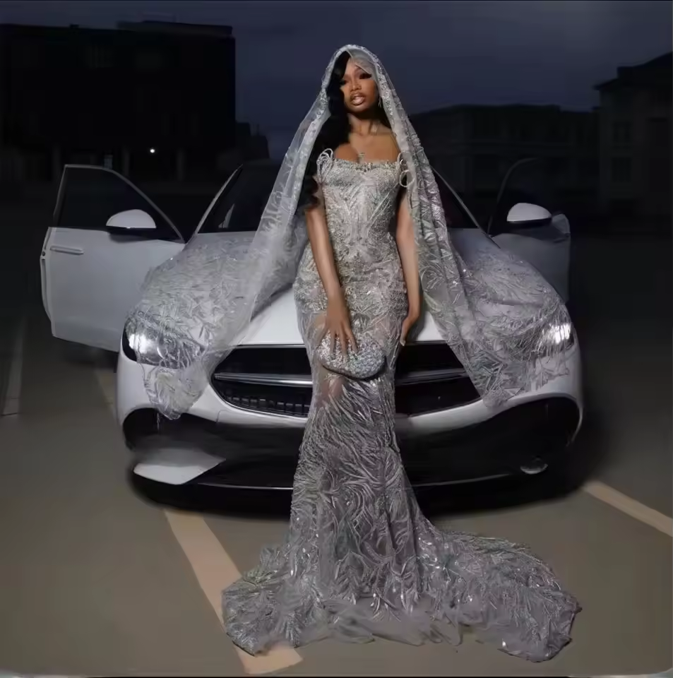 Luxury Prom Dresses With Wrap Sequin Beading Black Girls Mermaid Party Gowns 2025 Strapless Bespoke Evening Dress Customized