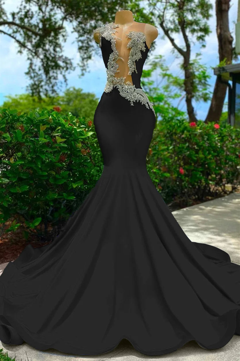 Royal Blue Sleeveless Mermaid Prom Dress with Sexy Cut Out and Appliques