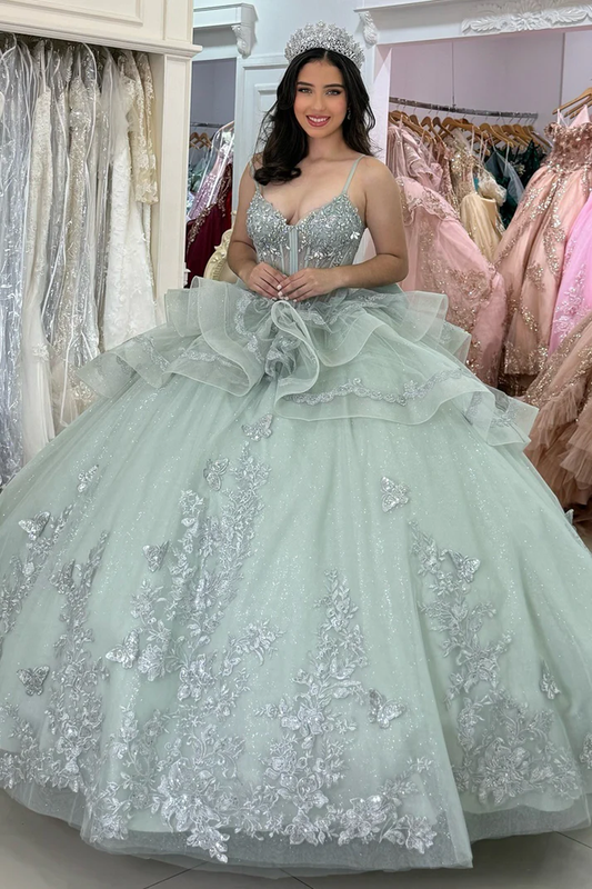 Ball Gown Princess Sweetheart Quinceanera Dresses Sage Green Sweet 16 Birthday Party Gowns
