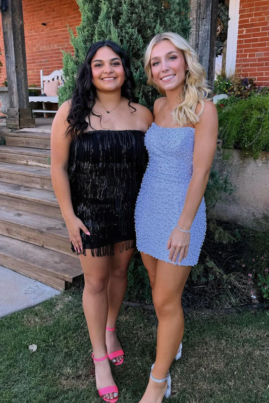 Cute Bodycon Scoop Neck Light Blue Sequins Short Homecoming Dresses