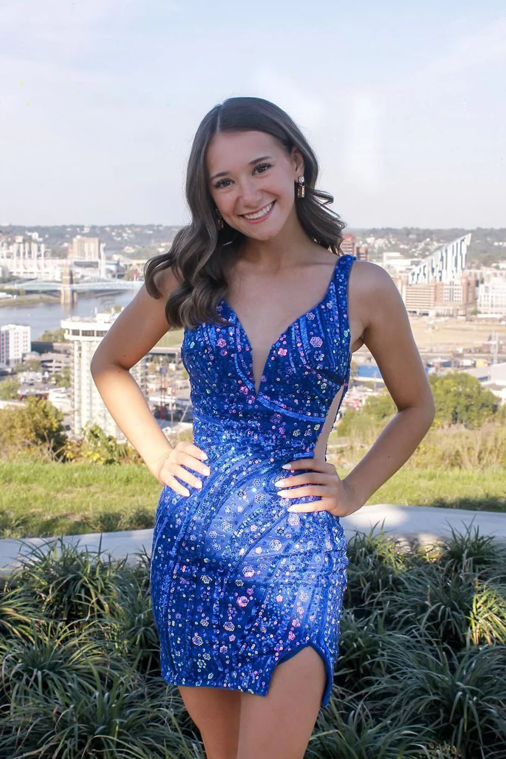 Cute Bodycon Sequins Royal Blue Short Homecoming Dresses
