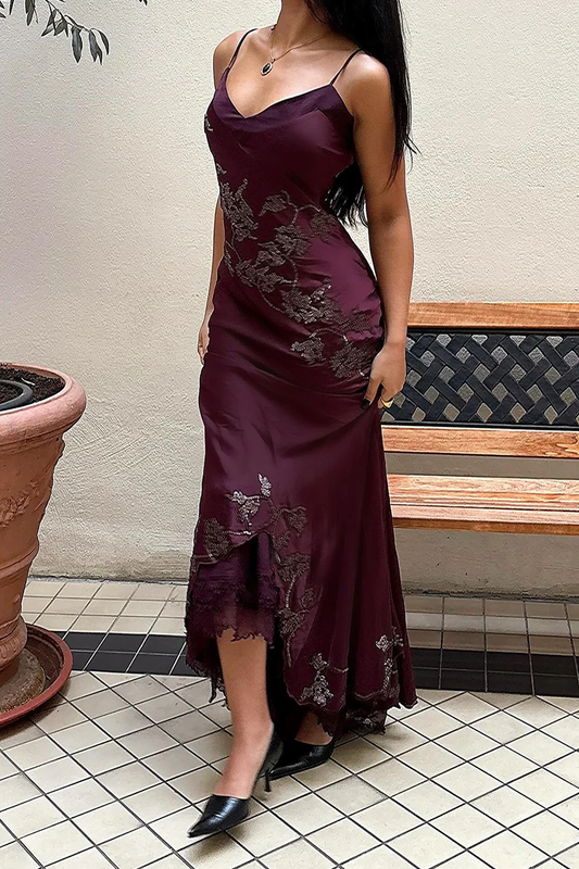 Grape Purple Spaghetti Straps V-Neck Mermaid Prom Gown