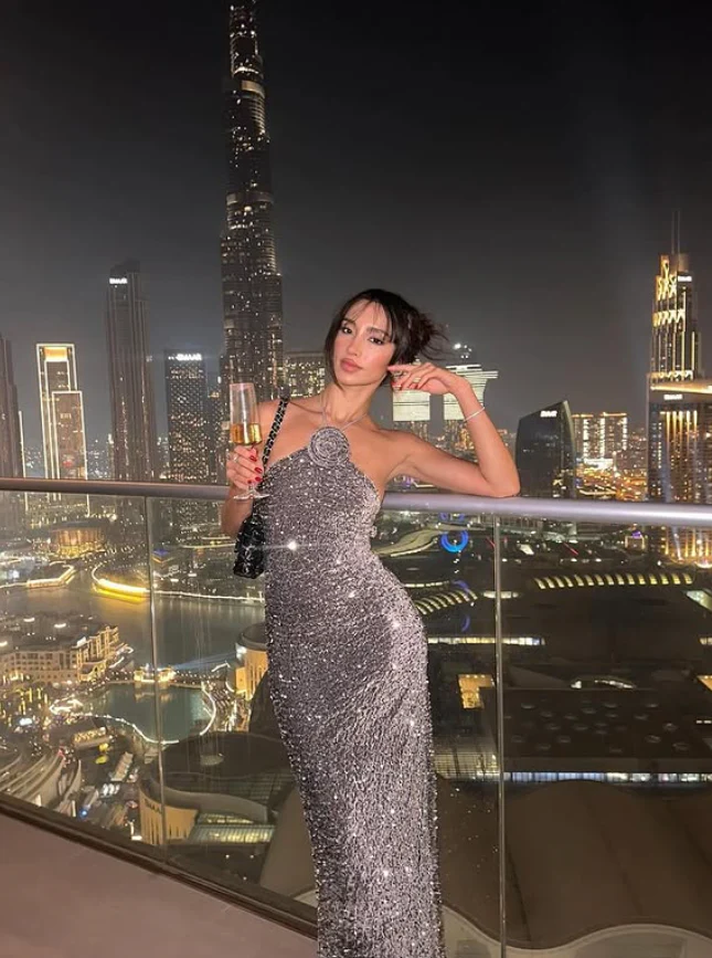 Grey Sheath Halter Sequin Velvet Long Prom Dress Birthday Dress Evening Dress