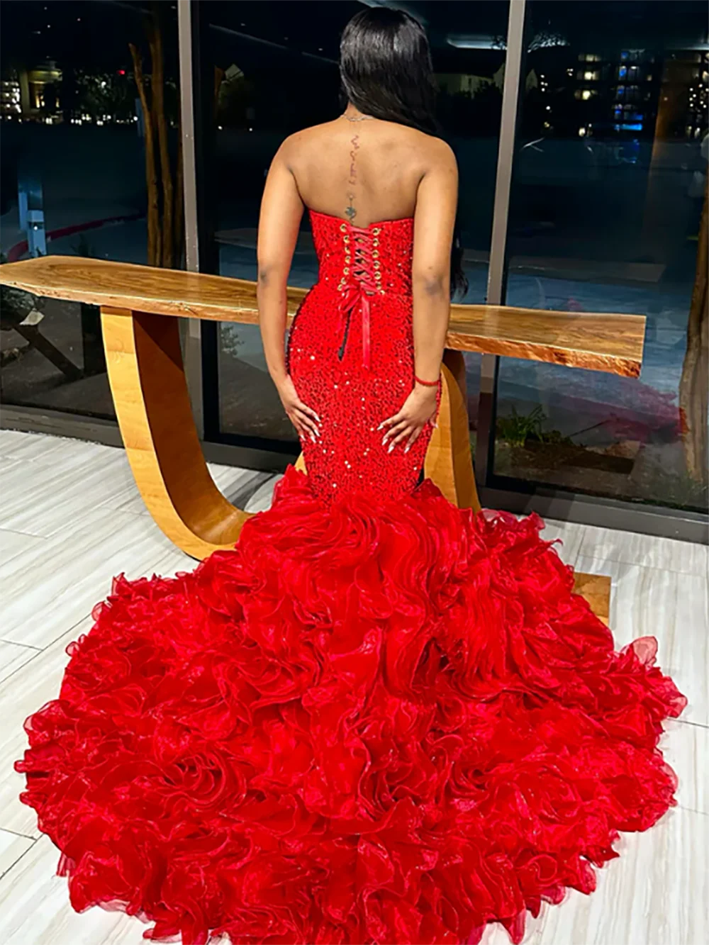 Hand Make Crystal Tassels Red Sweetheart Luxury Prom Dresses Black Girls Baddie Dresses For Birthday African