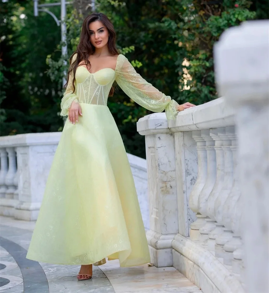 Lace Long Sleeves Formal Bespoke Occasion Gown Evening Dresses Prom Pastrol Unisex Jersey Retro Dubai Saudi Arabic Customized