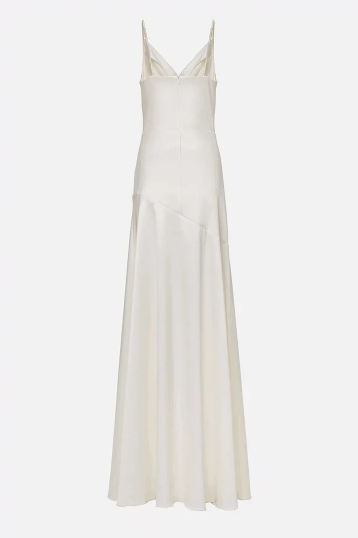 Mermaid Spaghetti Straps Floor-length White Slit Evening Dress Prom Dresses