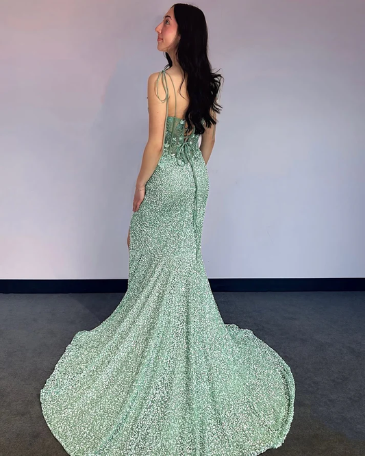 Mermaid Sweetheart Evening Dresses Long with Slit Backless Prom Gowns