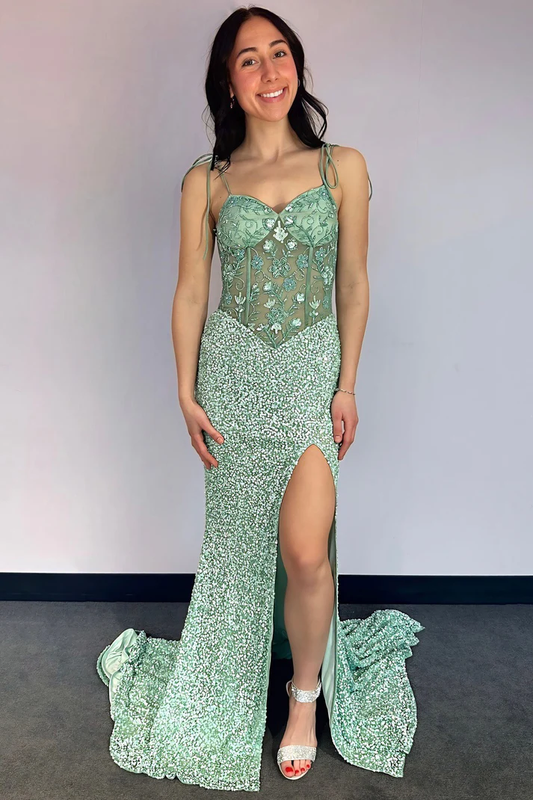 Mermaid Sweetheart Evening Dresses Long with Slit Backless Prom Gowns