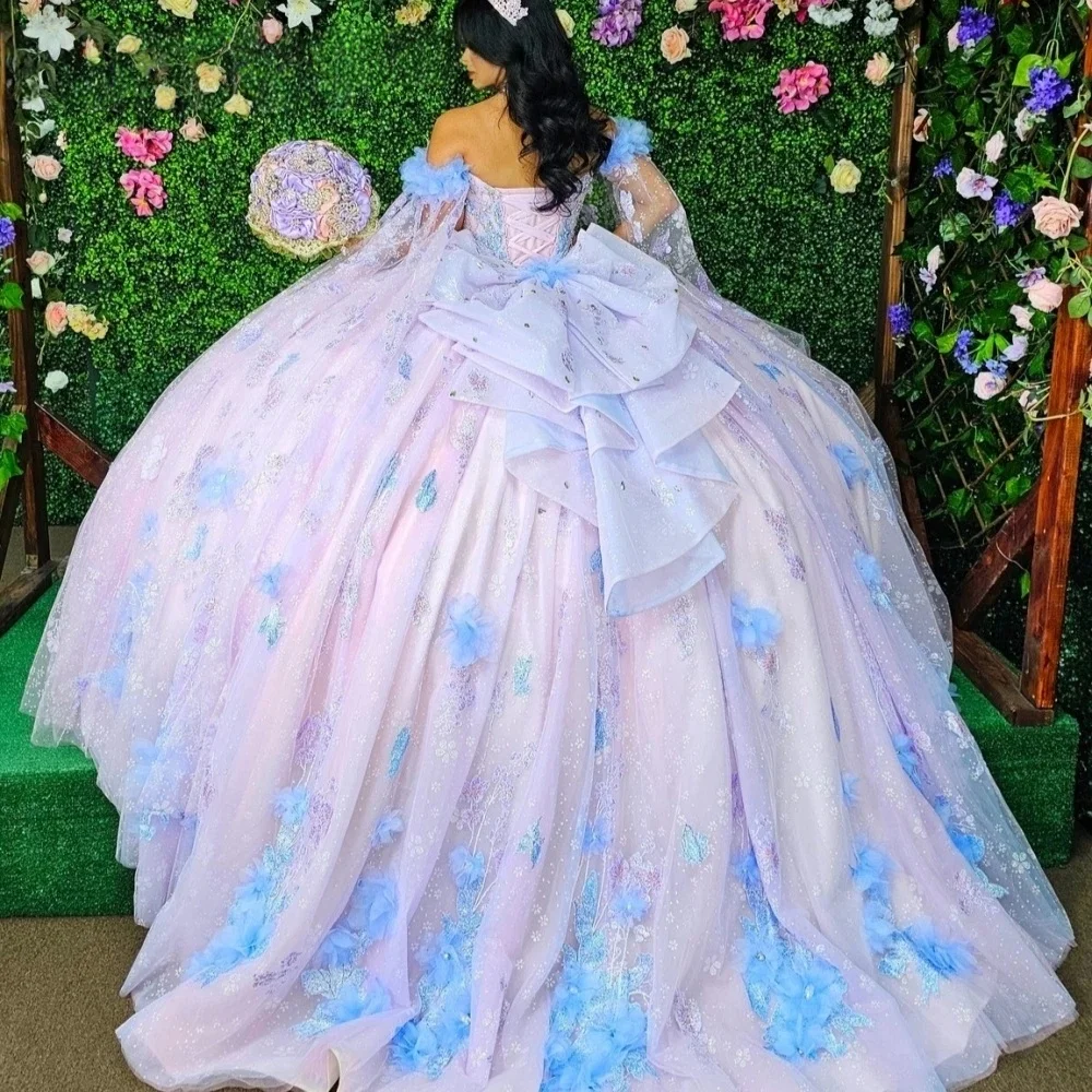 Puffy Quinceanera Dresses Ball Gown Sweetheart Appliques Floral Beaded Sweet 16 Dresses 15 Años Customized