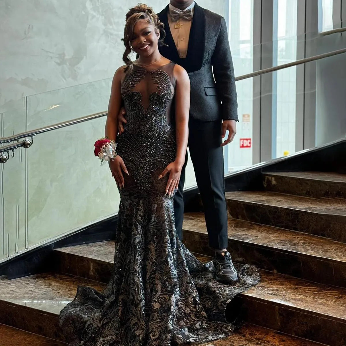 Sparkly Long Mermaid Prom Dress Customized Beads Crystal Rhinestones Party Dress Birthday Wedding Reception Robe De Bal