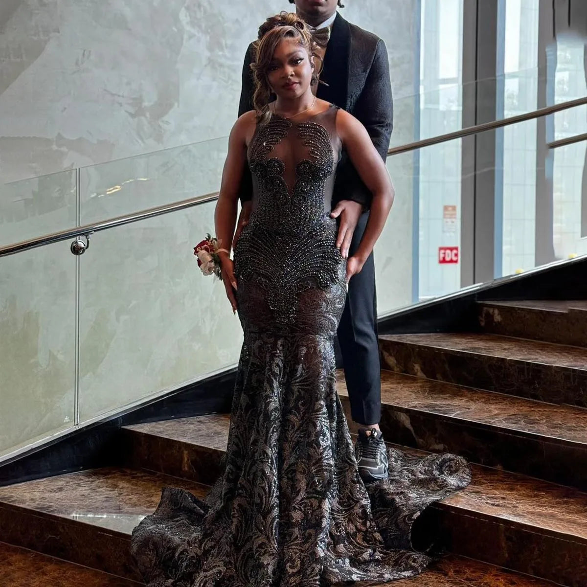 Sparkly Long Mermaid Prom Dress Customized Beads Crystal Rhinestones Party Dress Birthday Wedding Reception Robe De Bal