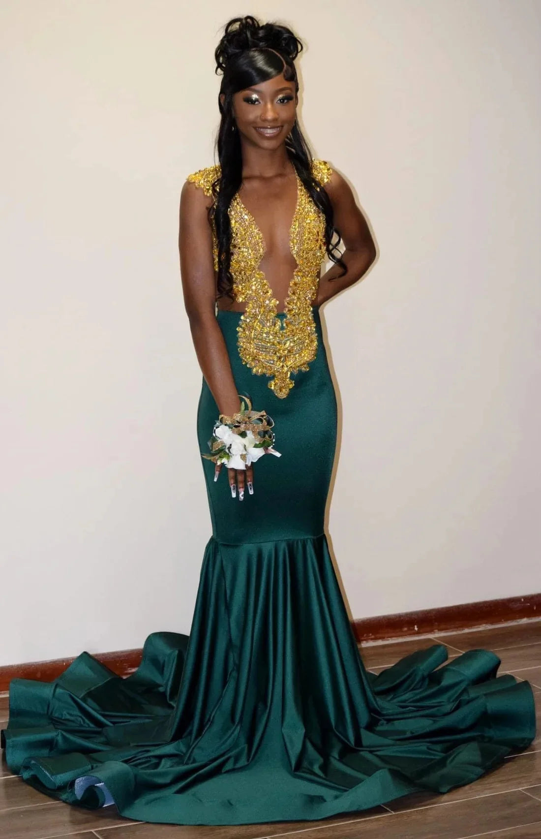 Lime Green African American Prom Dresses For Black Girls Mermaid Sheer Crystals Elegant Robe De Soiree Evening Gown Customized