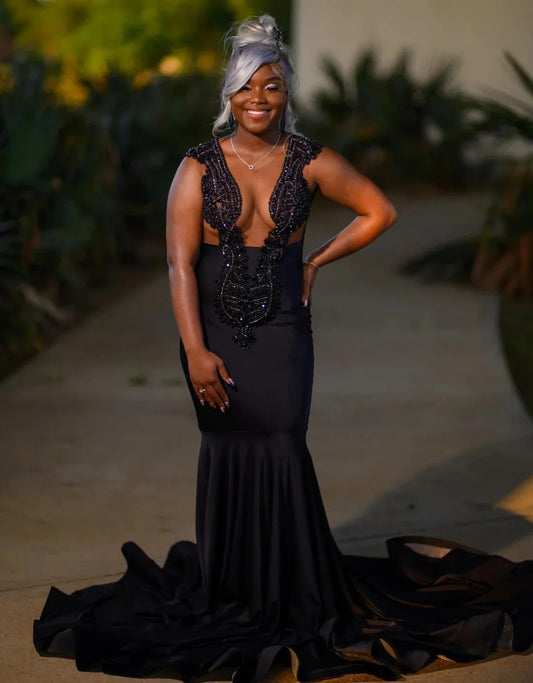 Lime Green African American Prom Dresses For Black Girls Mermaid Sheer Crystals Elegant Robe De Soiree Evening Gown Customized