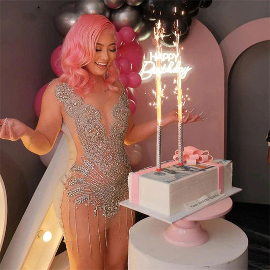 Sexy Short Prom Dresses For Black Girl Beads Crystal See-Thru Mesh Birthday Party Gowns Cocktail Prom Gown