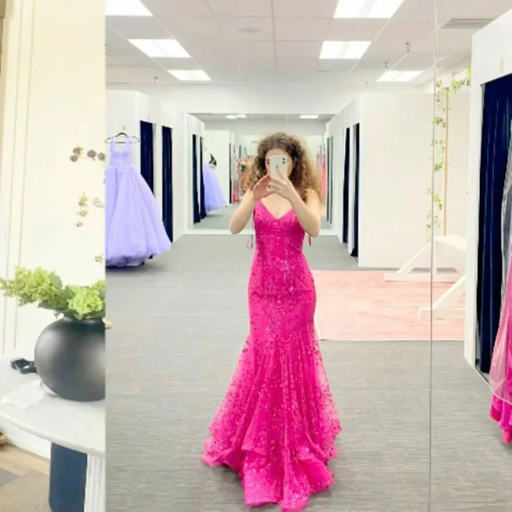 Sexy Mermaid Hot Pink Prom Dress New Arrive Long Party Dress Evening Dress