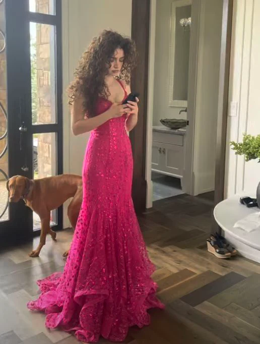 Sexy Mermaid Hot Pink Prom Dress New Arrive Long Party Dress Evening Dress