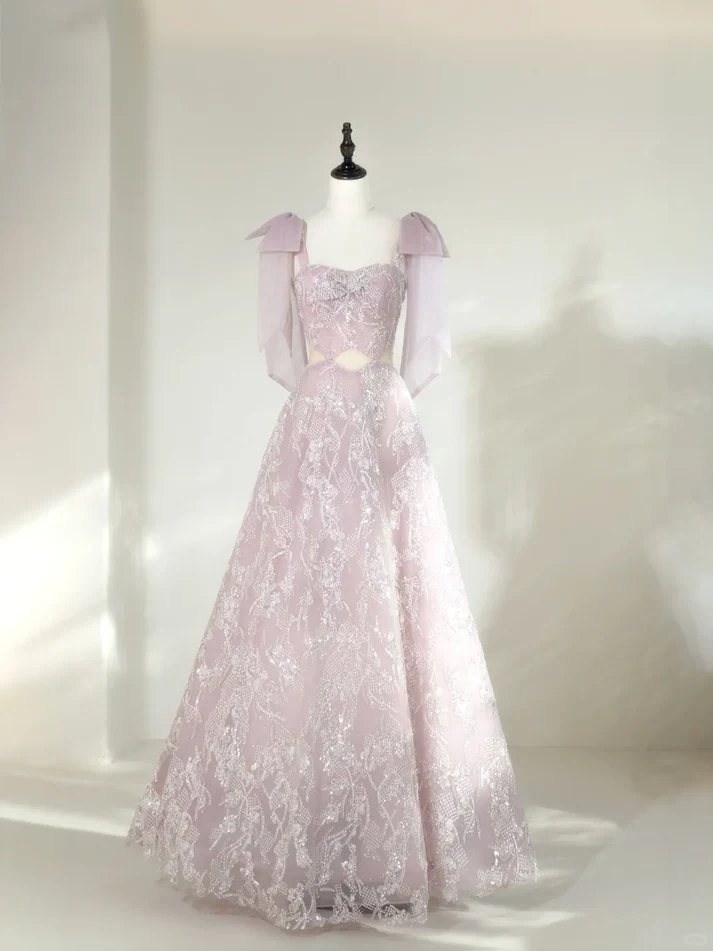 Shinning Ball Gown Spaghetti Straps Lilac Sequin Long Prom Dresses Impress 19th Birthday Outfits Prom Gown