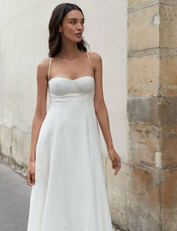 Simple White Spaghetti Straps Sleeveless Ankle-Length Prom Dresses