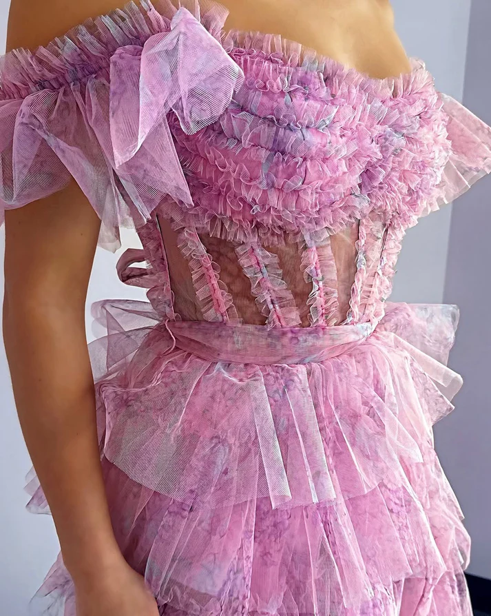 Women's A Line Prom Dresses Long Evening Gowns Corset Floral Party Dresses