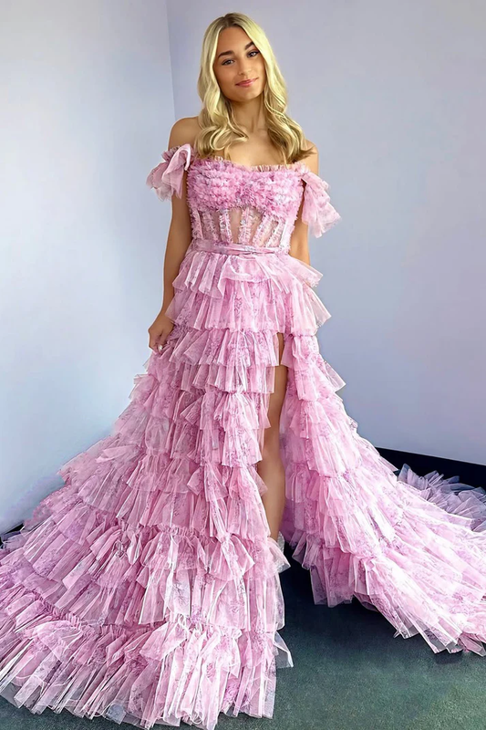 Women's A Line Prom Dresses Long Evening Gowns Corset Floral Party Dresses