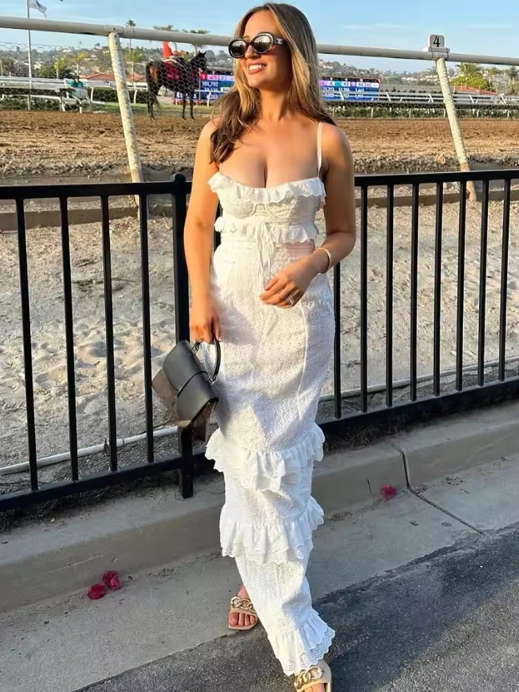 High Quality Summer Wedding Guest Dress Women White Occasionwear Maxi French Style Evening Birthday Party Dress