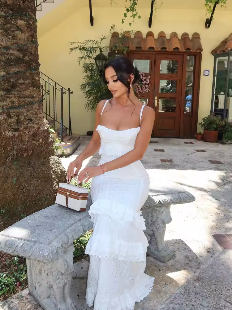 High Quality Summer Wedding Guest Dress Women White Occasionwear Maxi French Style Evening Birthday Party Dress