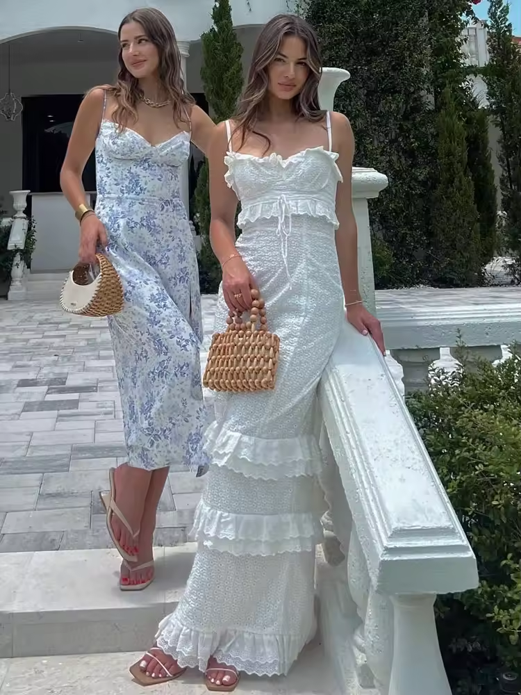 High Quality Summer Wedding Guest Dress Women White Occasionwear Maxi French Style Evening Birthday Party Dress