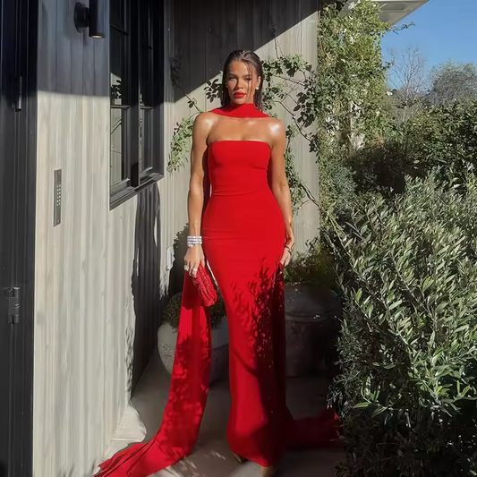 2025 Mermaid Prom Evening Dresses Strapless Red Party Dress Women Cocktail Prom Gowns vestidos de fiesta Customized