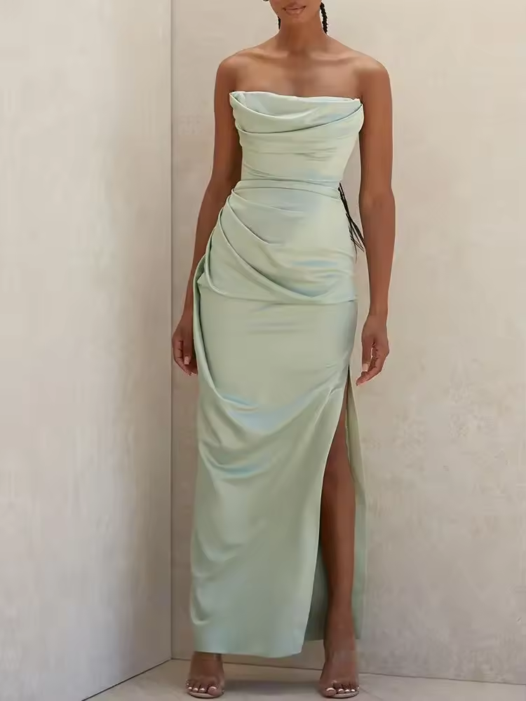 Satin Bodycon Dress Women Summer Party Dress New Arrivals House of Cb Green Dress Celebrity Evening Club Dress No lining