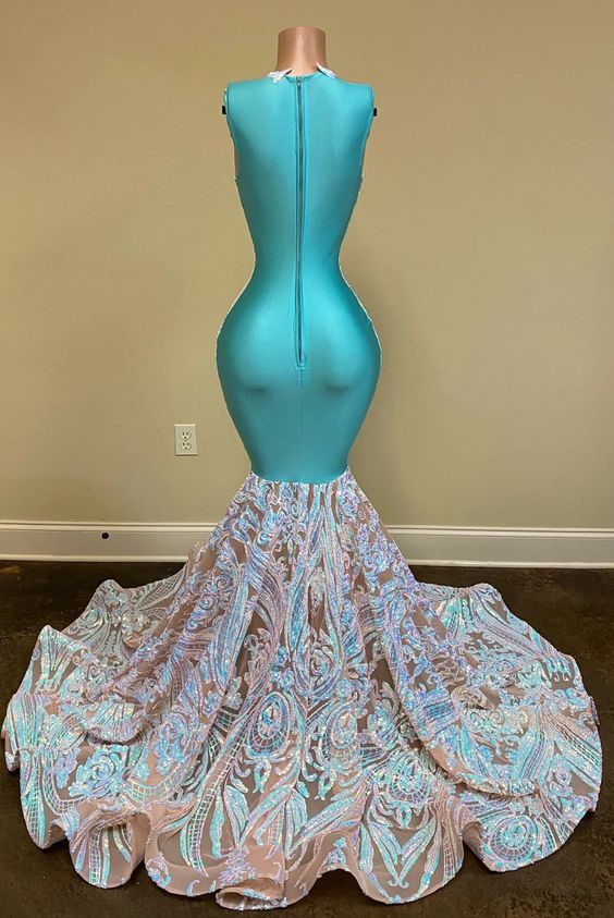 Long Sparkly Prom Dresses Sheer O-Neck Sleeveless Real Picture African Black Girls Mermaid Prom Gala Gowns