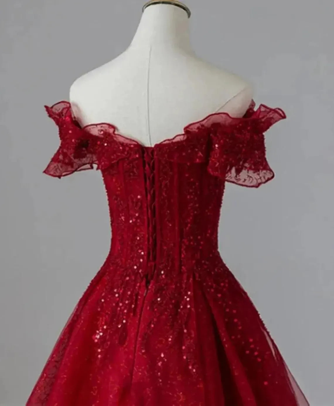 Red Off Shoulder Tulle Evening Dress,Red Prom Dress,Fairy prom dress,Wedding dress,Princess dress,Elegant party dress,Bridesmaid gown,Dress