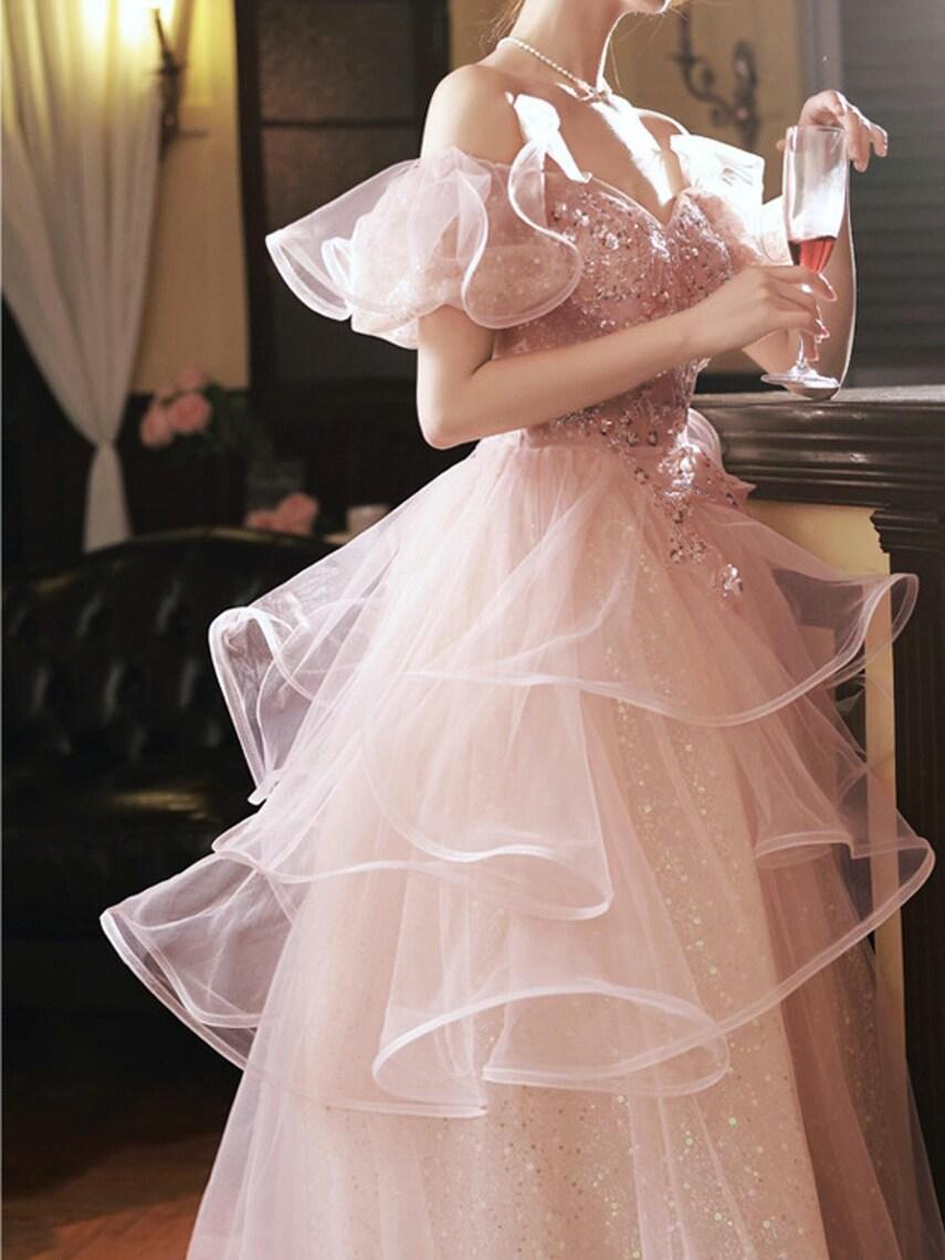 Prom Dress Pink,Pricness Dress,Fairy Ball Dress,Wedding Party Dress,Evening Party Dress,Graduation Bridesmaid Dress,Cocktail Dress,Dresses
