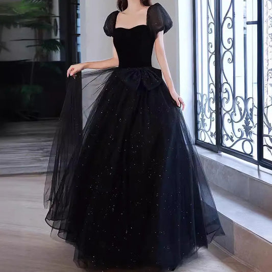 Fantasy Black Prom Dress,Formal Evening Gowns,Sweetheart Birthday Graduation Bridesmaid Dress,Cocktail Dress,Fairy Ball Gown,Christmas Gifts