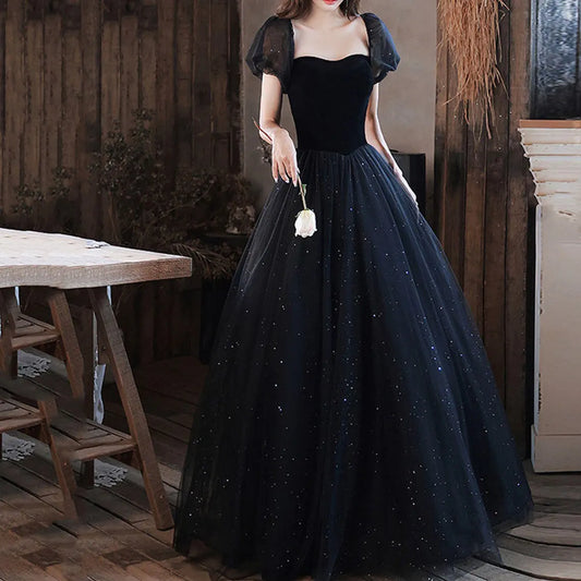 Fantasy Black Prom Dress,Formal Evening Gowns,Sweetheart Birthday Graduation Bridesmaid Dress,Cocktail Dress,Fairy Ball Gown,Christmas Gifts