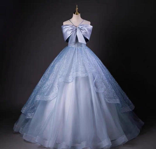 Fairy Princess Ball Gown,Blue Long Prom Dress,Elegant Ball Dress,Formal Prom Dress,Evening Party Dress,Cocktail Dress,Birthday Party Dress