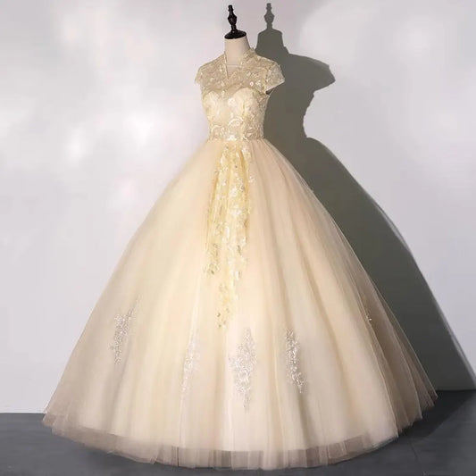 Yellow Tulle Evening Prom Dress,Fairy Ball Gown,Princess Dress,Formal Evening Gown,Cocktail Dress,Birthday Party Dress,Bridesmaid Gown