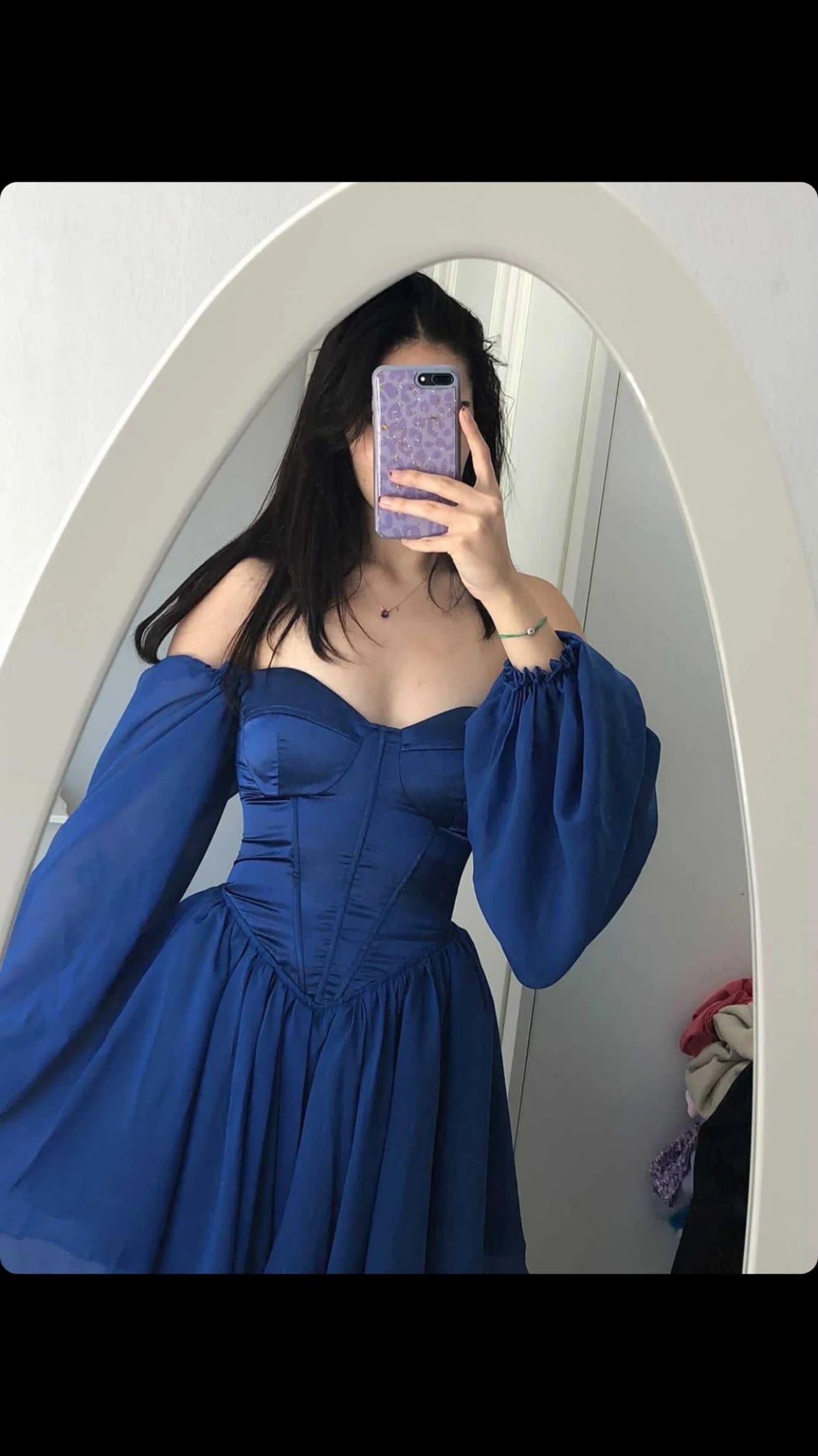 blue tulle sleeve corset dress /party,prom,birthday dress / halloween dress