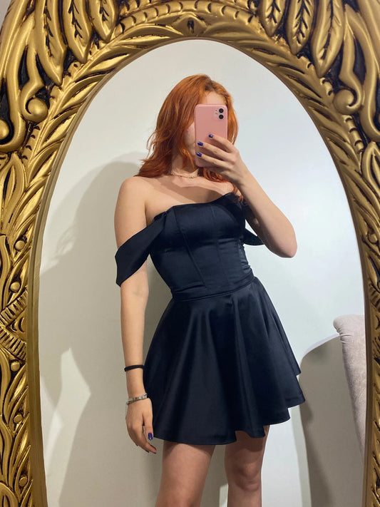 black satin skirt bustier /black satin sleeve bustier skirt /satin corset bustier skirt /graduation,prom,christmas dress