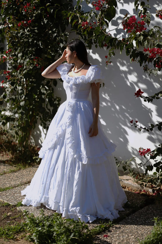 Vintage style white long fairy tale dress wedding, prom, graduation