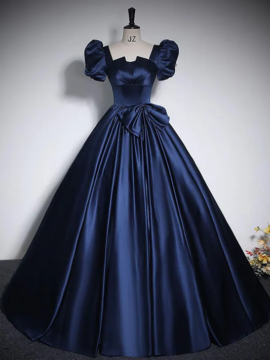 Luxury Blue Satin Prom Dress,Sweetheart Gown,Fairy prom dress,Wedding dress,Elegant party dress,Princess Bridesmaid Graduation Birthday Gown