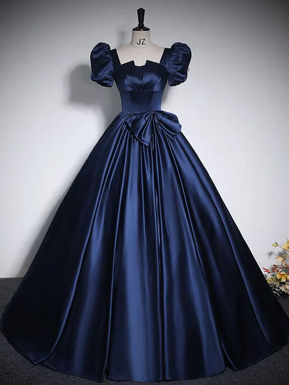 Luxury Blue Satin Prom Dress,Sweetheart Gown,Fairy prom dress,Wedding dress,Elegant party dress,Princess Bridesmaid Graduation Birthday Gown
