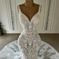 Elegant 2023 Full Lace Mermaid Wedding Dresses V Neck Lace Appliqued Boho Country Bridal Party Gowns Vestidos De Novia
